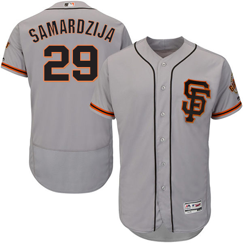 Giants #29 Jeff Samardzija Grey Flexbase Authentic Collection Road 2 Stitched MLB Jersey